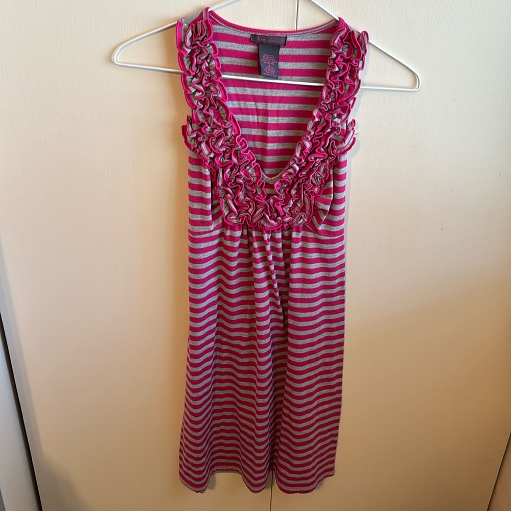 Fire Los Angeles Junior’s Small Striped Ruffled Tie Back Mini Dress